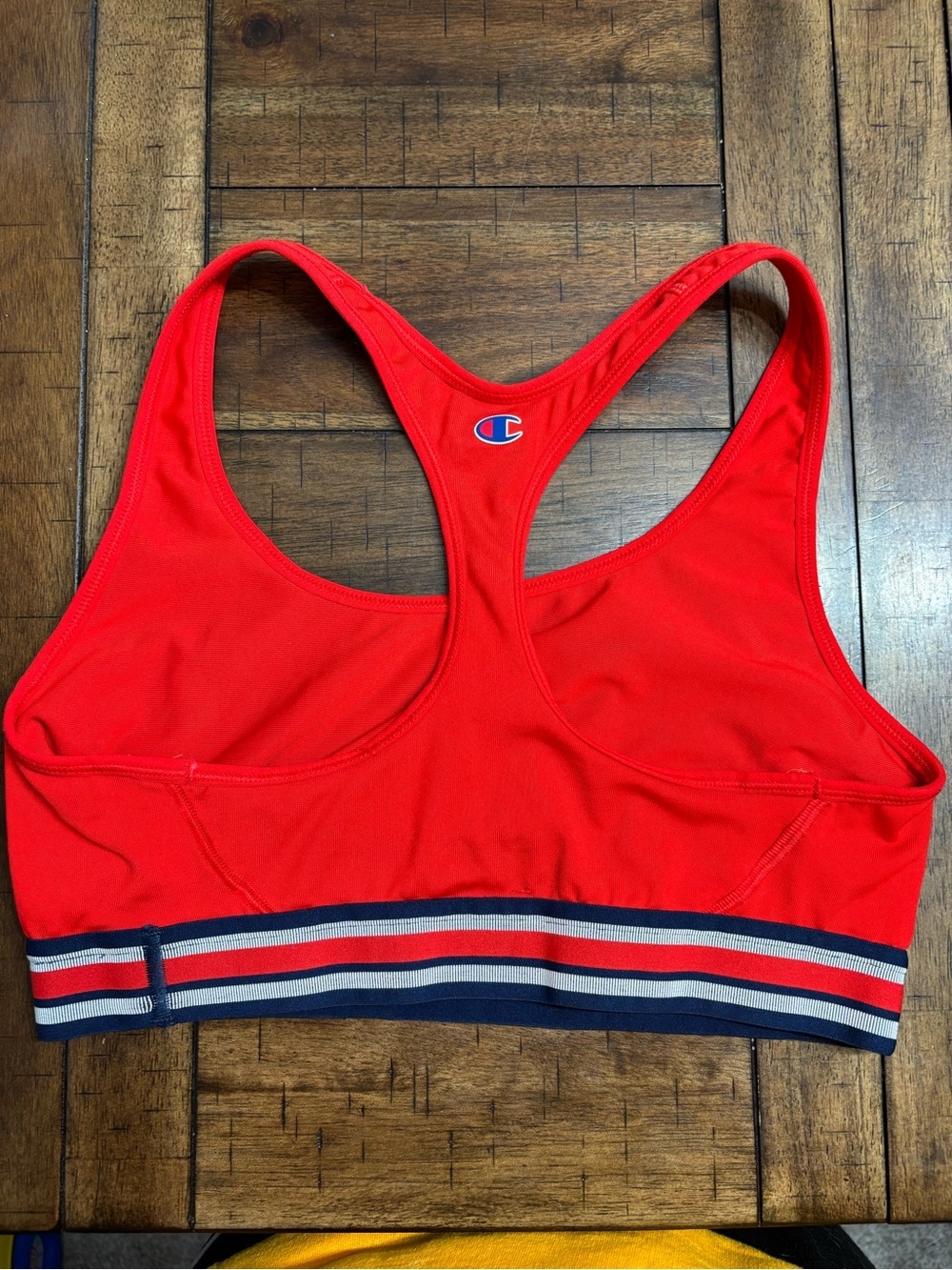 Champion Red Racerback Sports Bra with Navy Logo - Picture 2 of 3